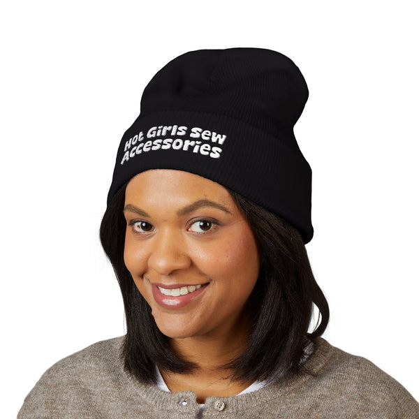 "Hot Girls Sew Accessories" Embroidered Knit Hat