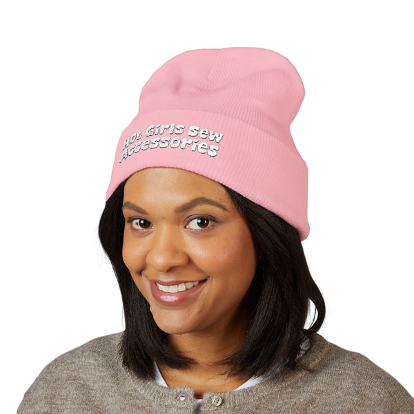 "Hot Girls Sew Accessories" Embroidered Knit Hat