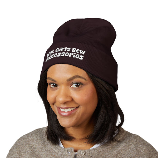 "Hot Girls Sew Accessories" Embroidered Knit Hat