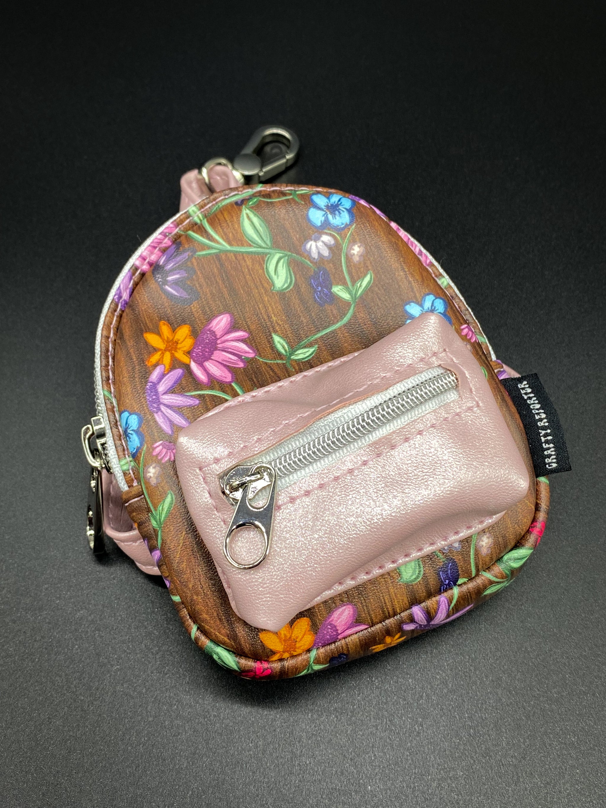 hobi knits backpack mini keychain 3 3/4 Width Black Mini Backpack Keychain