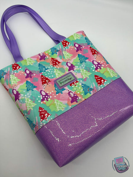 Pastel Holiday Trees Tote & Pouch Set