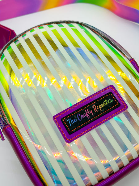 Holo Striped Clear Crossbody Pack
